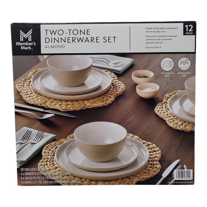 Member's Mark 12-Piece Stoneware Two-Tone Dinnerware Set, Service for 4