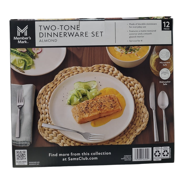Member's Mark 12-Piece Stoneware Two-Tone Dinnerware Set, Service for 4
