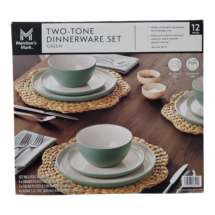 Member's Mark 12-Piece Stoneware Two-Tone Dinnerware Set, Service for 4