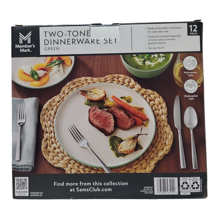 Member's Mark 12-Piece Stoneware Two-Tone Dinnerware Set, Service for 4