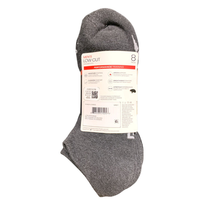 Reebok Men's Low Cut Performance Training Sock, 8-Pack, One Size: 6 - 12.5