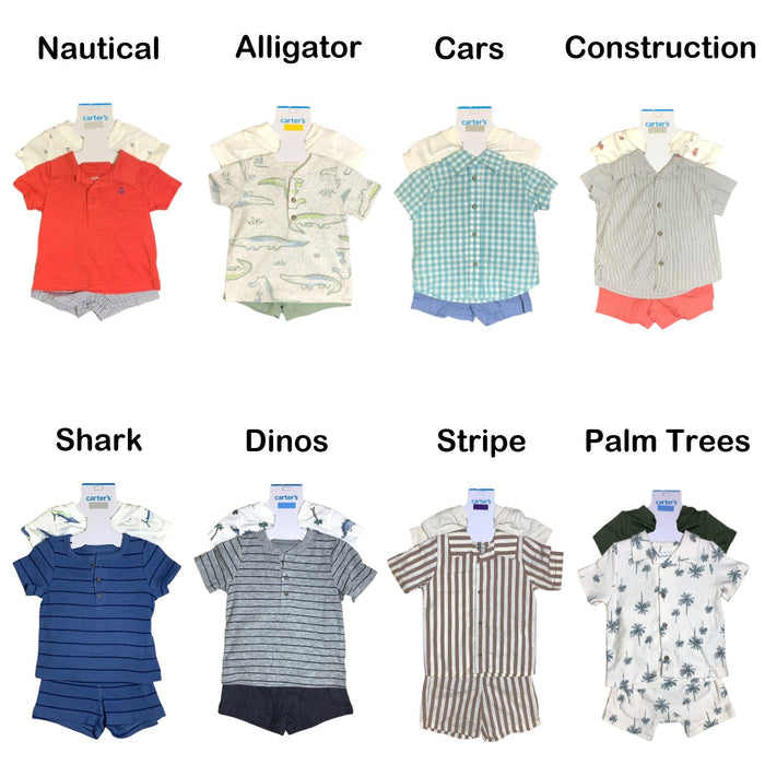 Carter's Baby Boy Short Sleeve 3-Piece Outfit Set - Shirt, Shorts & Bodysuit