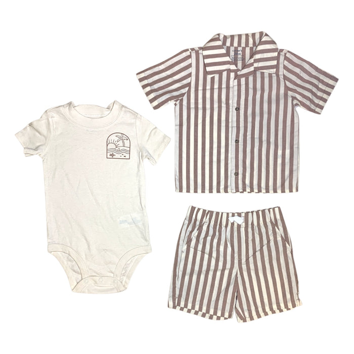 Carter's Baby Boy Short Sleeve 3-Piece Outfit Set - Shirt, Shorts & Bodysuit