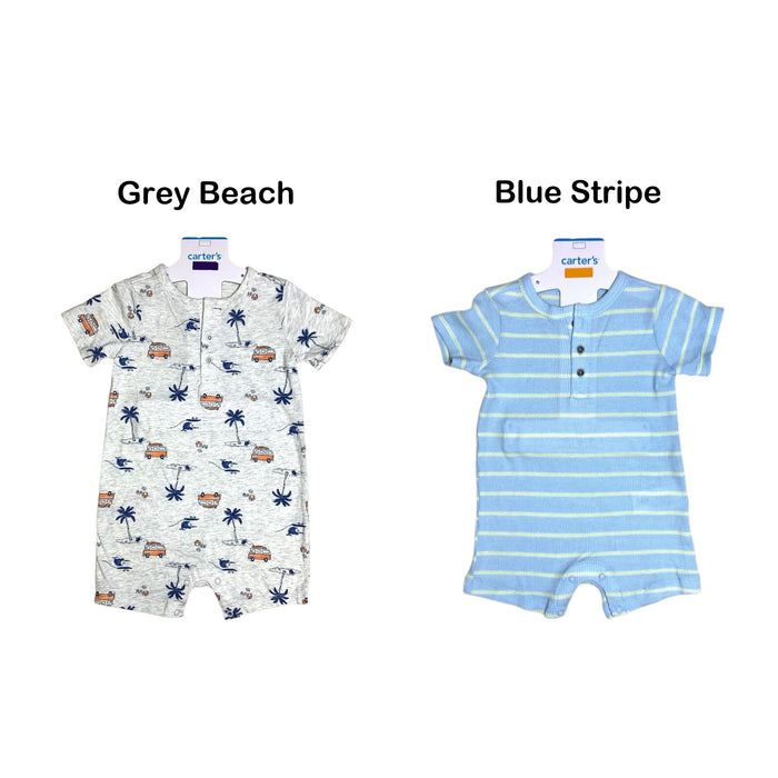 Carter's Baby Boys Short Sleeve Romper with Snap Closures, Machine Washable