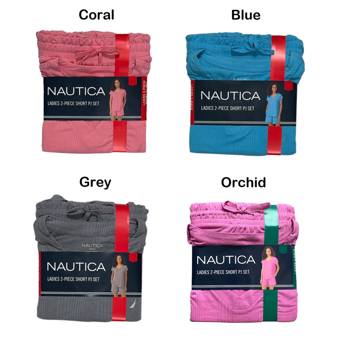 Nautica Women's Relaxed Fit 2-Piece Short Sleeve Top and Shorts Pajama Set