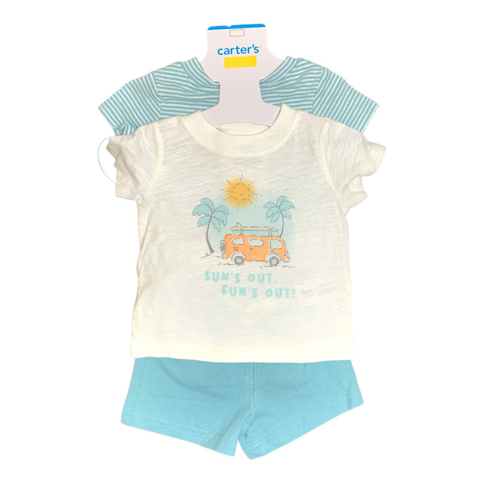 Carter's Baby Boy Short Sleeve 3-Piece Outfit Set - Shirt, Shorts & Bodysuit