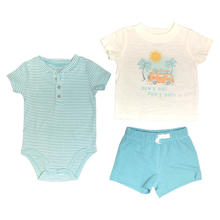 Carter's Baby Boy Short Sleeve 3-Piece Outfit Set - Shirt, Shorts & Bodysuit