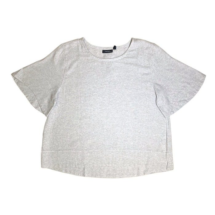 Rafaella Women's Short Sleeve Linen Blend Top, Relaxed Fit with High-Low Hem