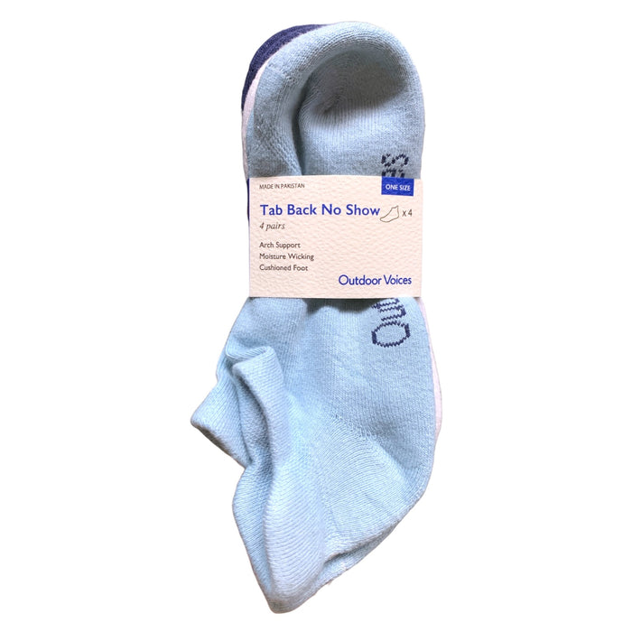 Outdoor Voices Women's Tab Back No Show Socks – 4 Pack, One Size