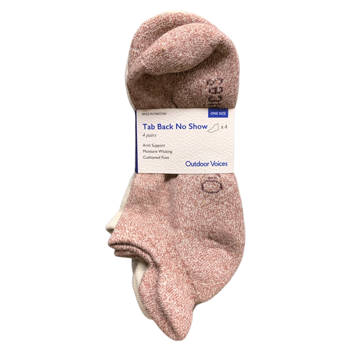 Outdoor Voices Women's Tab Back No Show Socks – 4 Pack, One Size