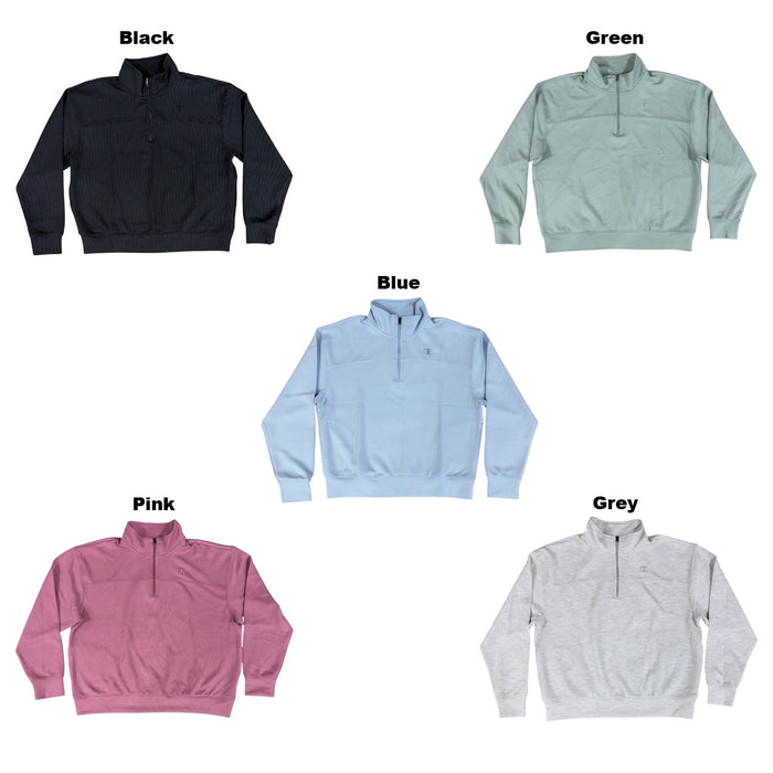 Champion Women's Regular Fit Air Layer Ribbed Quarter-Zip Mock Neck Pullover