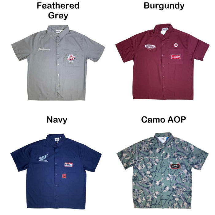 Licensed Men's Button-Up Short Sleeve Collared Workwear Shirt