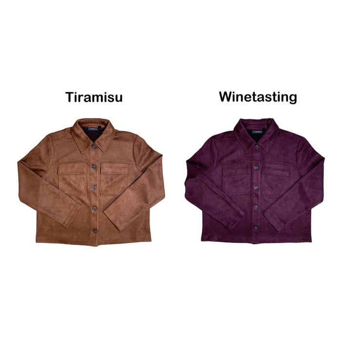 Rafaella Women's Button-Front Suede Jacket with Two-Pocket Design, Classic Fit