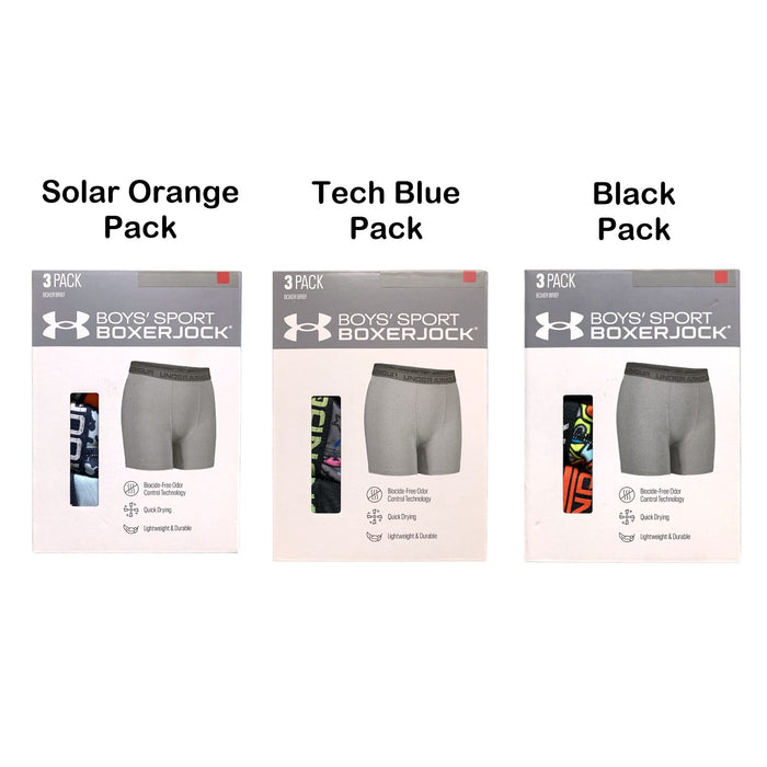 Under Armour Boy's Sport Boxerjock Performance No-Fly Boxer Brief 3-Pack
