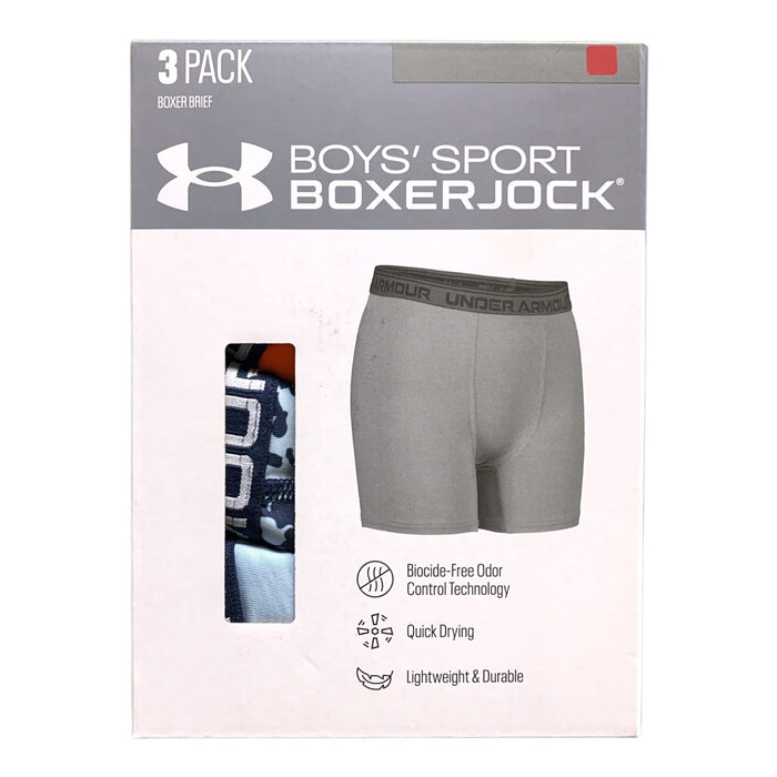 Under Armour Boy's Sport Boxerjock Performance No-Fly Boxer Brief 3-Pack