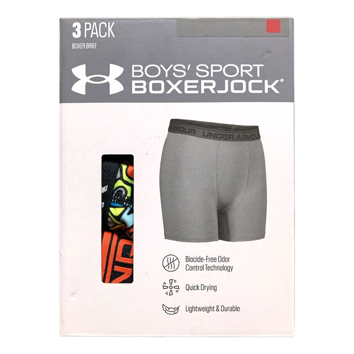 Under Armour Boy's Sport Boxerjock Performance No-Fly Boxer Brief 3-Pack