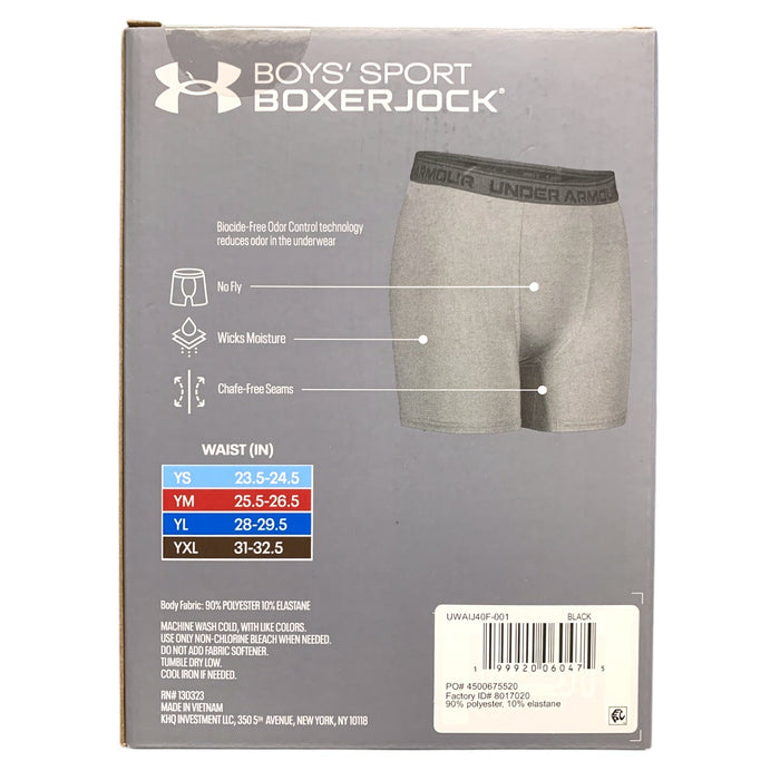 Under Armour Boy's Sport Boxerjock Performance No-Fly Boxer Brief 3-Pack