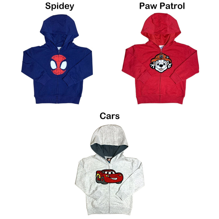 Licensed Character Toddler Boy's Front Zip Hooded Jacket with Chenille Applique