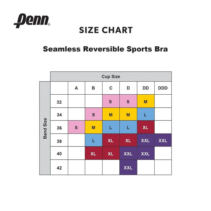 Penn Womens Seamless Reversible Sports Bra, Moisture Wicking Ribbed Design
