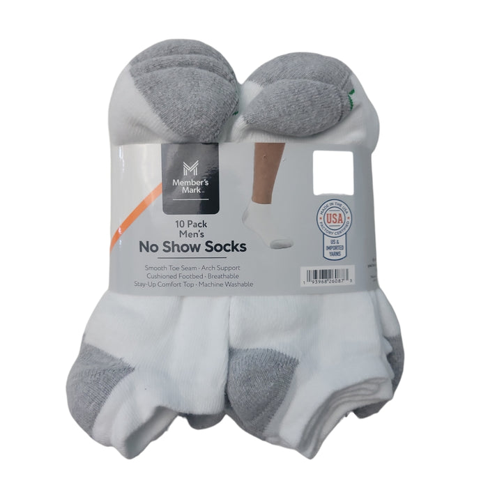 Member's Mark Men's Smooth Toe Seam Arch Support 10-Pack No Show Sport Socks