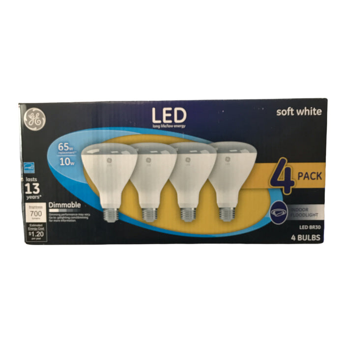 GE LIGHTING LED Reflector Light Bulbs R30 Soft White, 10-Watt, 650 Lumens, 4-Pk