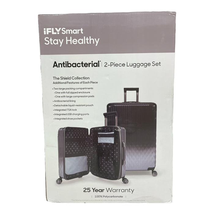 iFLY Smart Shield Collection Antibacterial 2 Piece Travel Set, Black