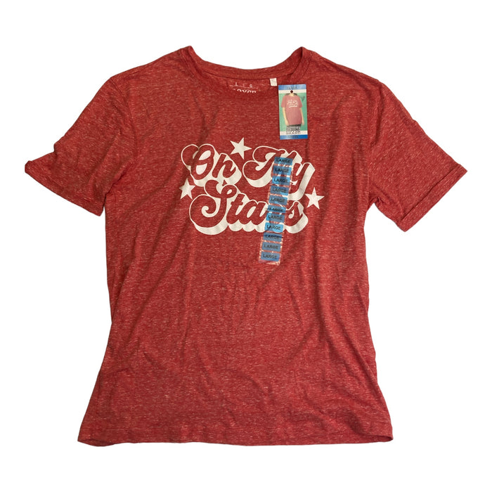 Royce Ladies Soft & Comfortable Americana Graphic Print Tee Oh My Stars, Red