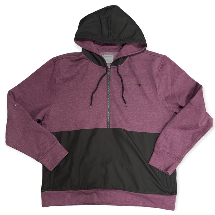 Champion Men's Fleece Woven-Mix Half Zip Two Tone Hoodie