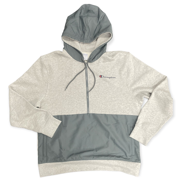 Champion Men's Fleece Woven-Mix Half Zip Two Tone Hoodie