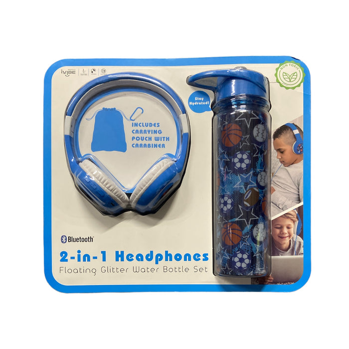 Vivitar iVibe Bluetooth Headphones, Matching Water Bottle & Carrying Bag Set