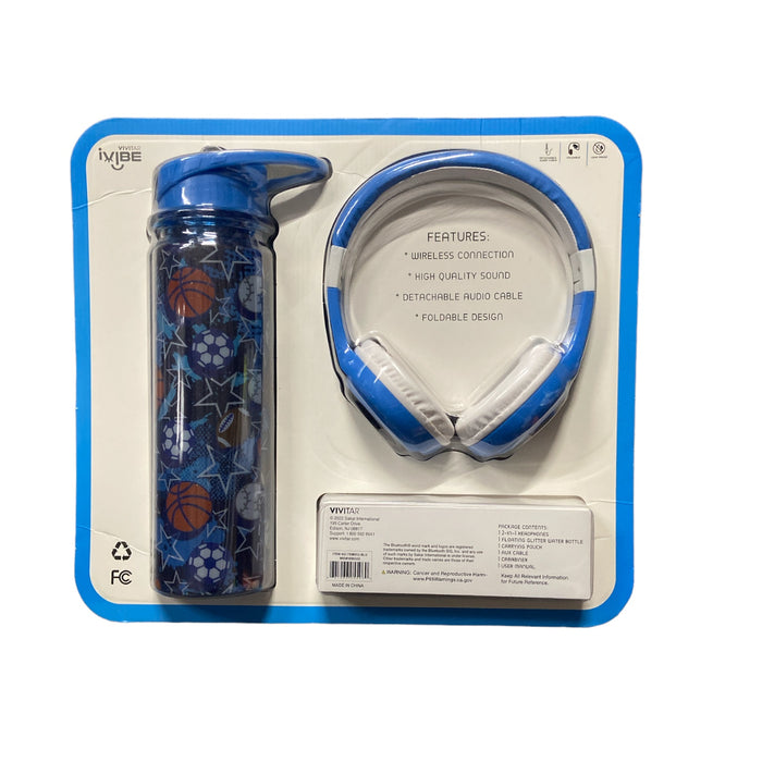 Vivitar iVibe Bluetooth Headphones, Matching Water Bottle & Carrying Bag Set