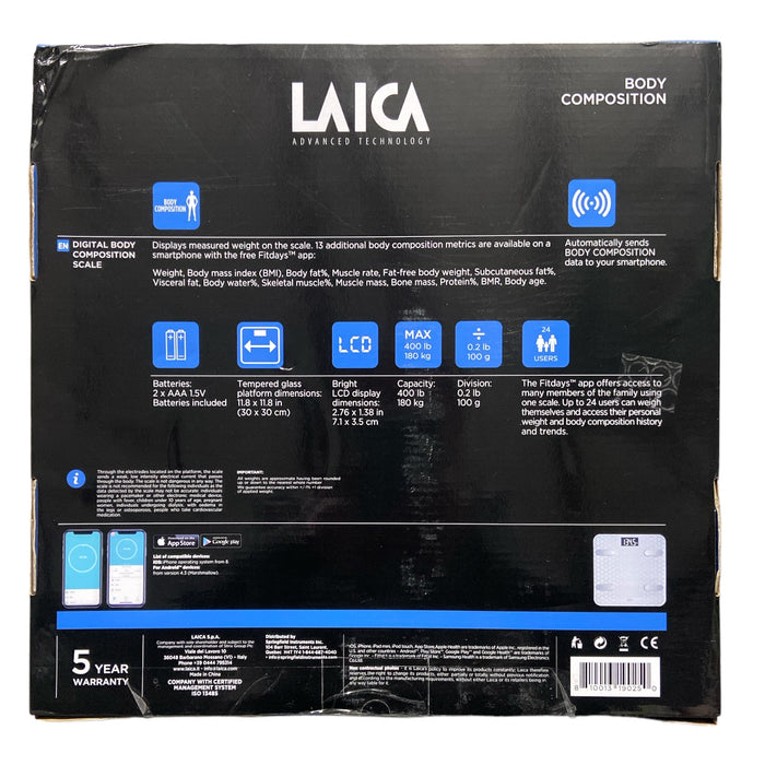 *Distressed Box* Laica Smart Body Composition 400lb Capacity Digital Bath Scale