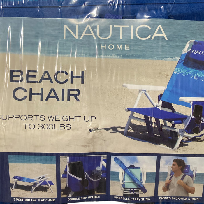 Nautica Portable Beach Chair, Double Cup Holder, Padded Straps ( Island Stripe)