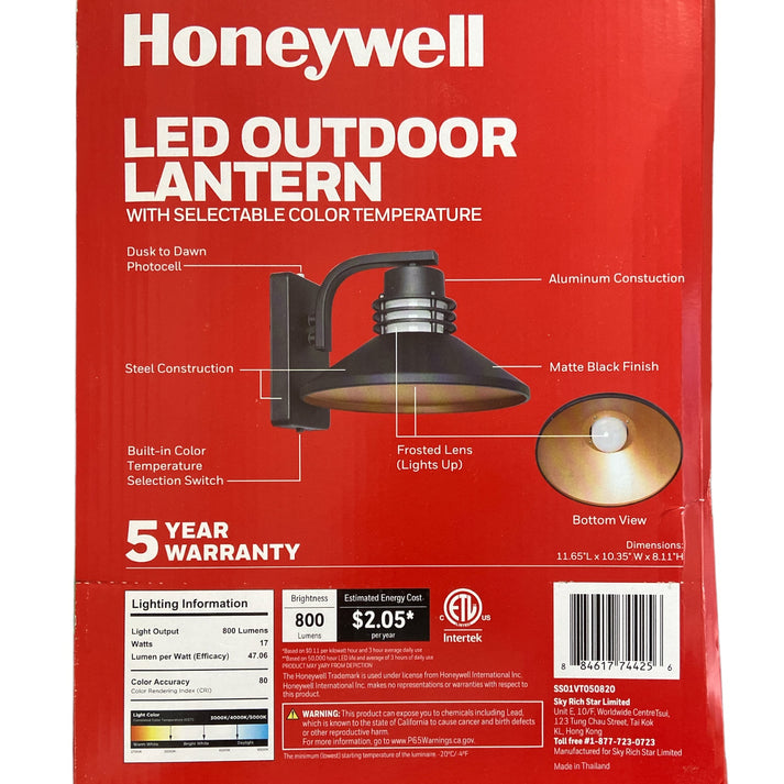 Honeywell 800 Lumen Outdoor Lantern with Selectable Color Temperature