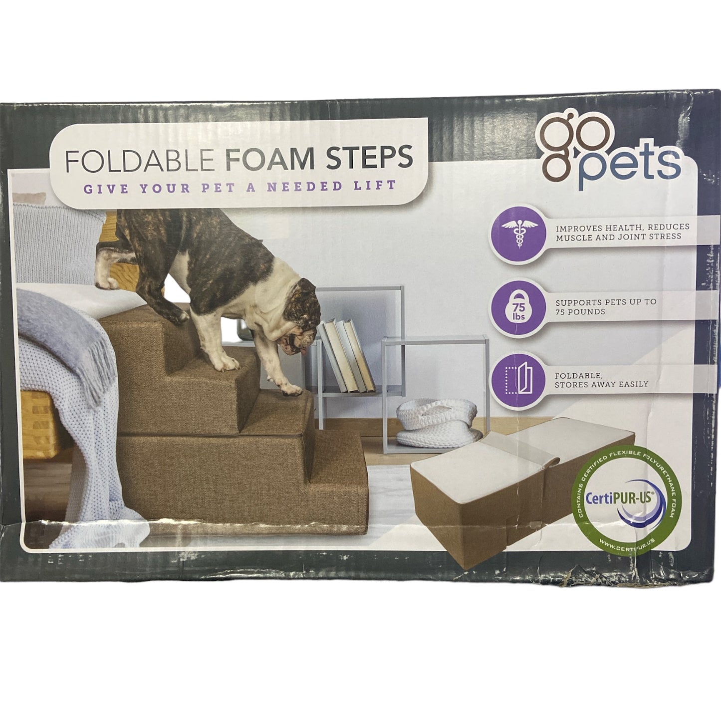 Foldable Foam Steps by Go Pets - Non Slip, Machine Washable and Up to 75lbs