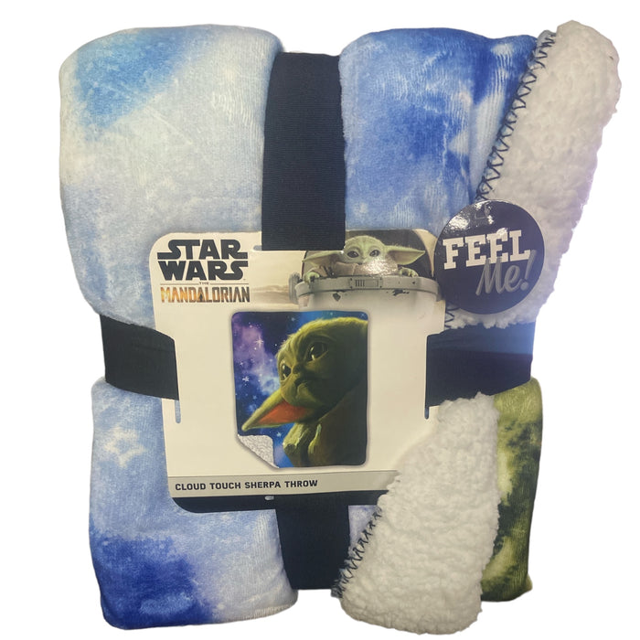 Star Wars Mandalorian Cloud Touch Sherpa Throw Blanket Baby Yoda Grogu