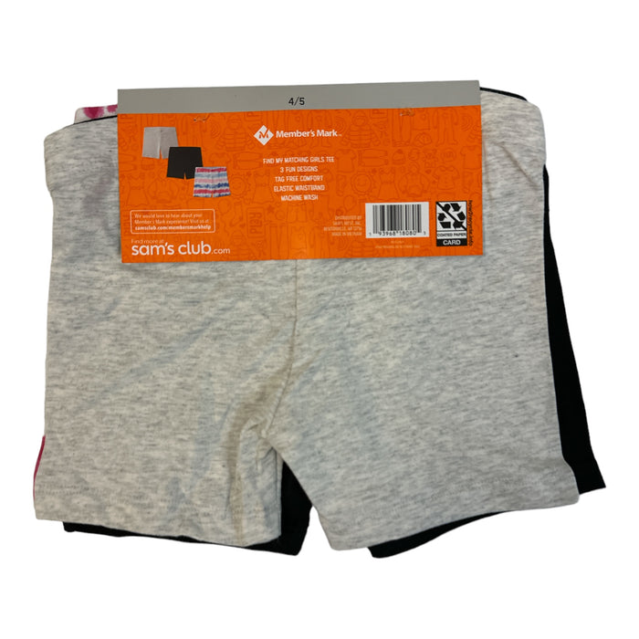 Member's Mark Girl's 3-Pack Favorite Cartwheel Shorts (Stripe/Black/Silver, 7/8)