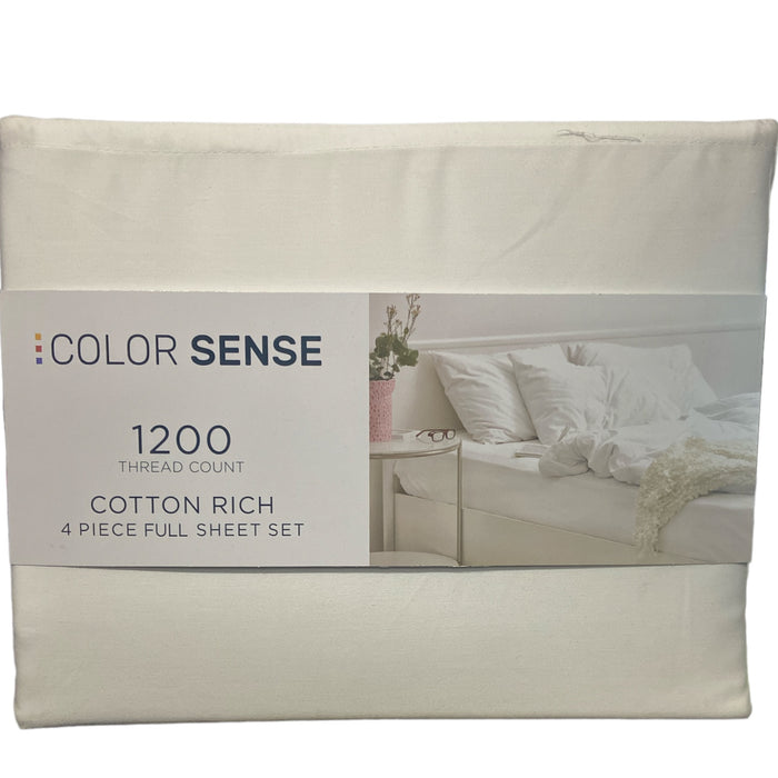 Color Sense Luxury Cotton 1200TC Moisture-Wicking Sateen Sheets, 4pc  Full