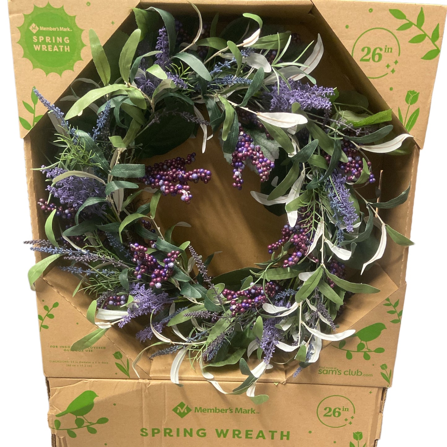 Members Mark 26in Srping Wreath Lavender , Indoor, Covered Outdoor