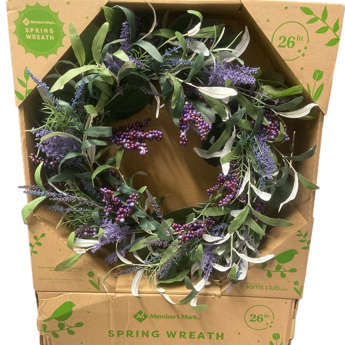 Members Mark 26in Spring Wreath Lavender, Indoor, Covered Outdoor