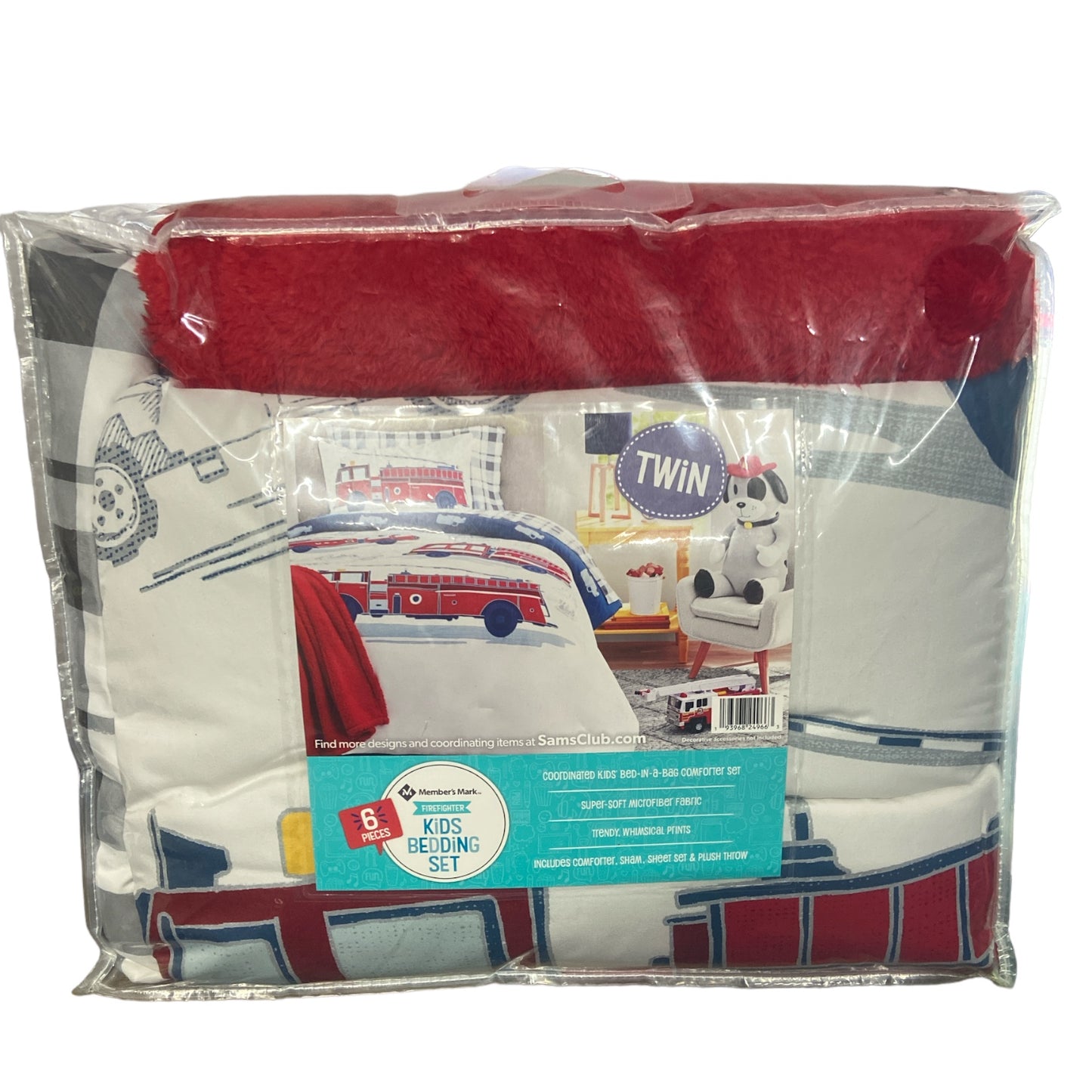 Member's Mark Kids Bed in a Bag, Firefighter, 6 piece set, including Plush Throw