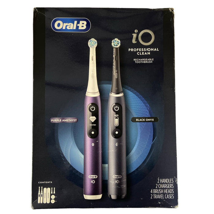 Oral-B iO Series 7s Electric Toothbrush, 4 Heads (Purple Amethyst, Black Onyx)