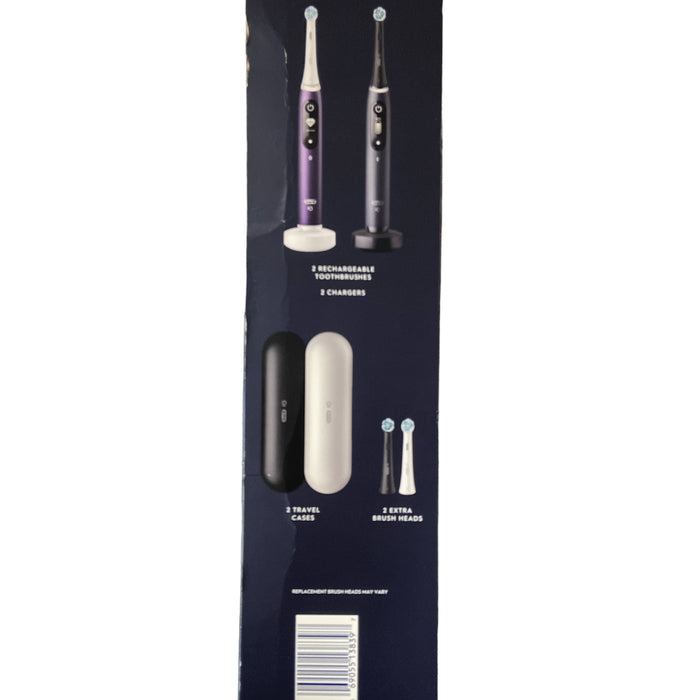 Oral-B iO Series 7s Electric Toothbrush, 4 Heads (Purple Amethyst, Black Onyx)