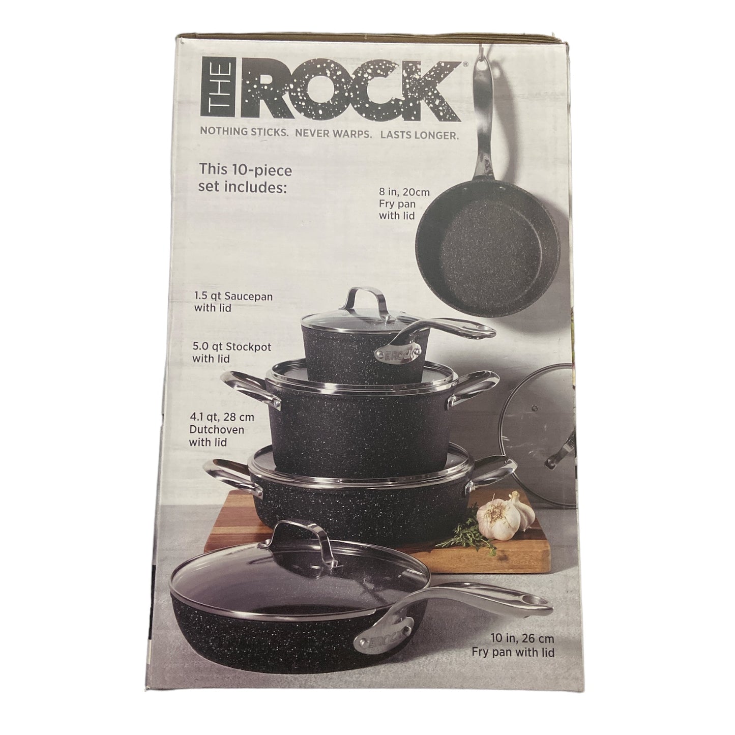 The Rock By Starfrit The Rock Wave 10-Piece Stainless Steel Cookware Set  With 9-In. Cake Pan And 10-In. X 15-In. Cookie Sheet, Silver - Yahoo  Shopping