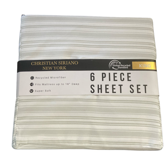 Christian Siriano New York Luxury Microfiber Sheet Set, Stripe, King