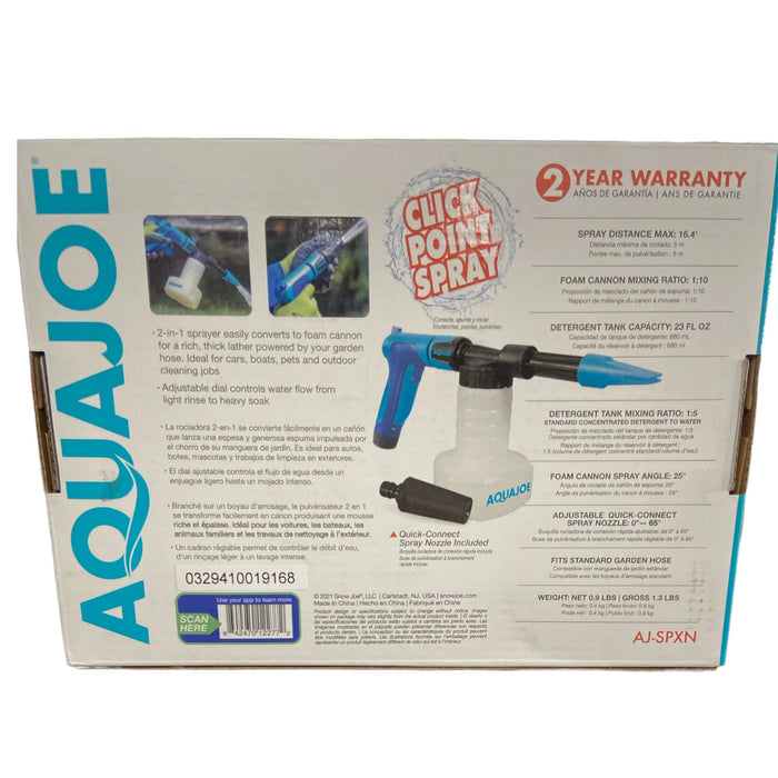 Aqua Joe Hose-Powered Adjustable Foam Cannon Spray Gun Blaster w/Spray Wash