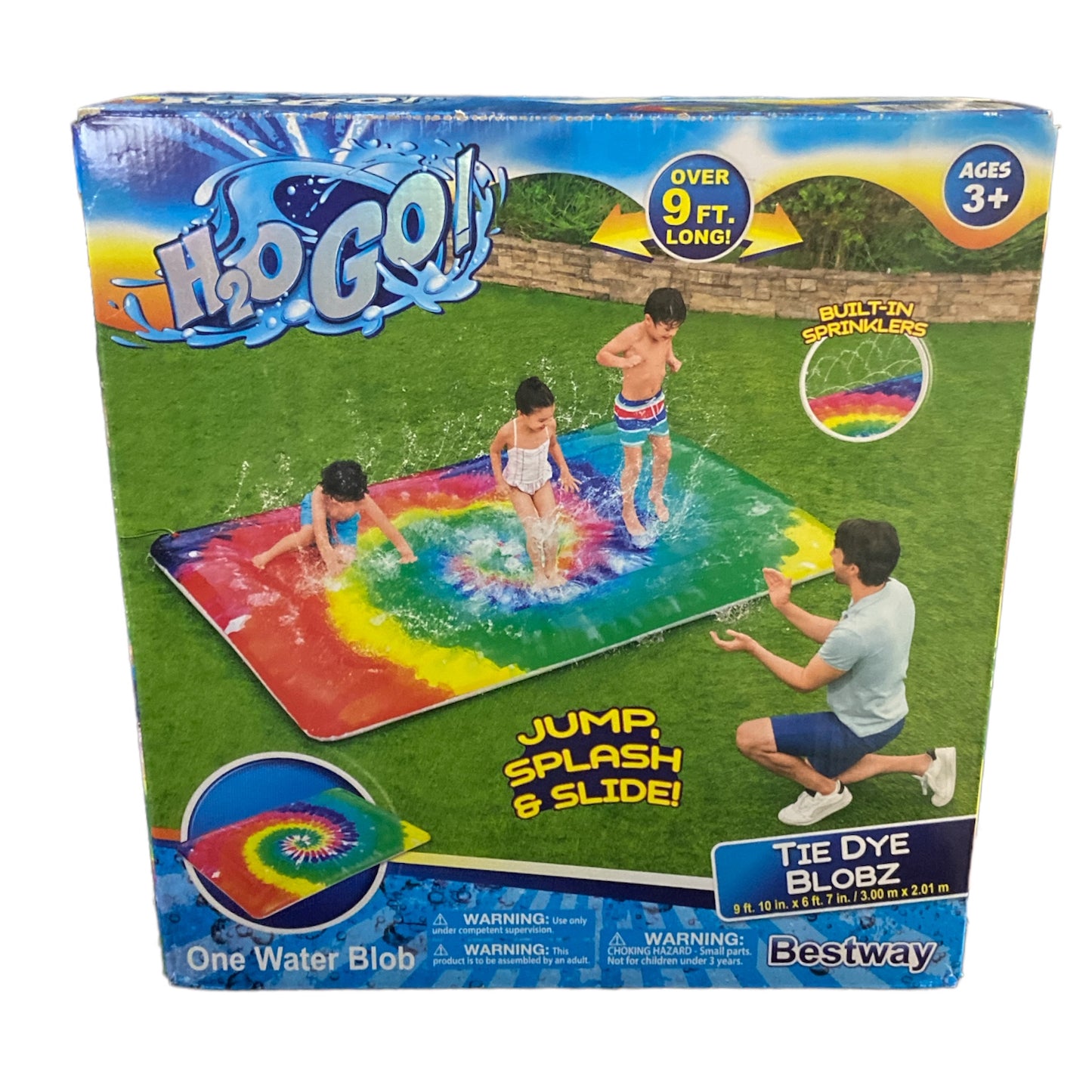 H2OGO! Tie Dye Blobz Water-Filled Splash Pad, 9’ 10” x 6' 7"