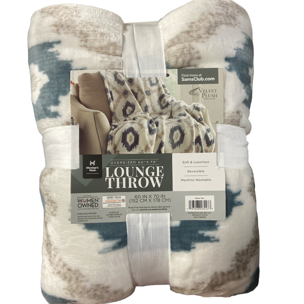 Member's Mark Oversized Lounge Throw Blanket, 60" x 70", Haven Geo