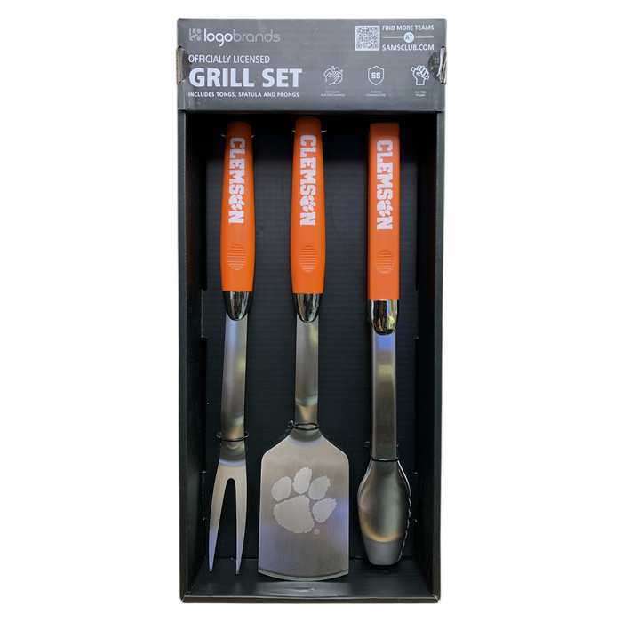 Logo Brands Officially Licensed NCAA 3-Piece Grill Set - Tongs, Spatula & Prongs