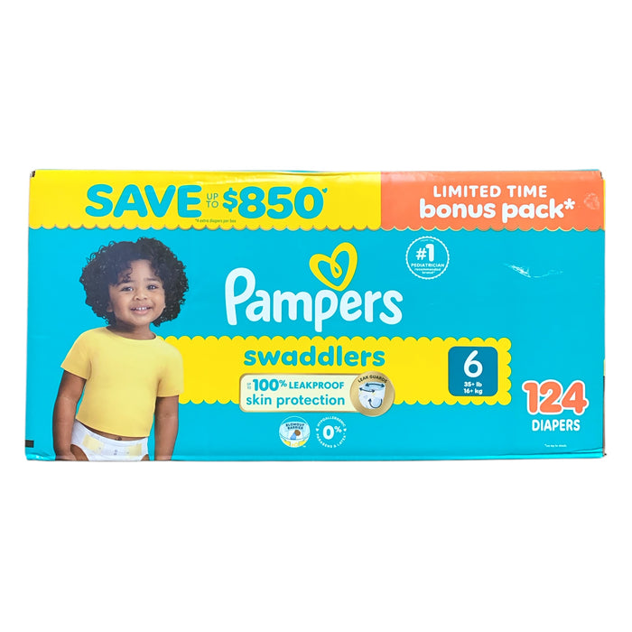 Pampers Swaddlers Hypoallergenic Disposable Diapers Size 6 (35+ lbs.), 124 Count